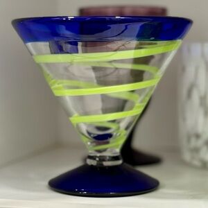 Kosta Boda Royal Caribbean Martini Glass Blue Green